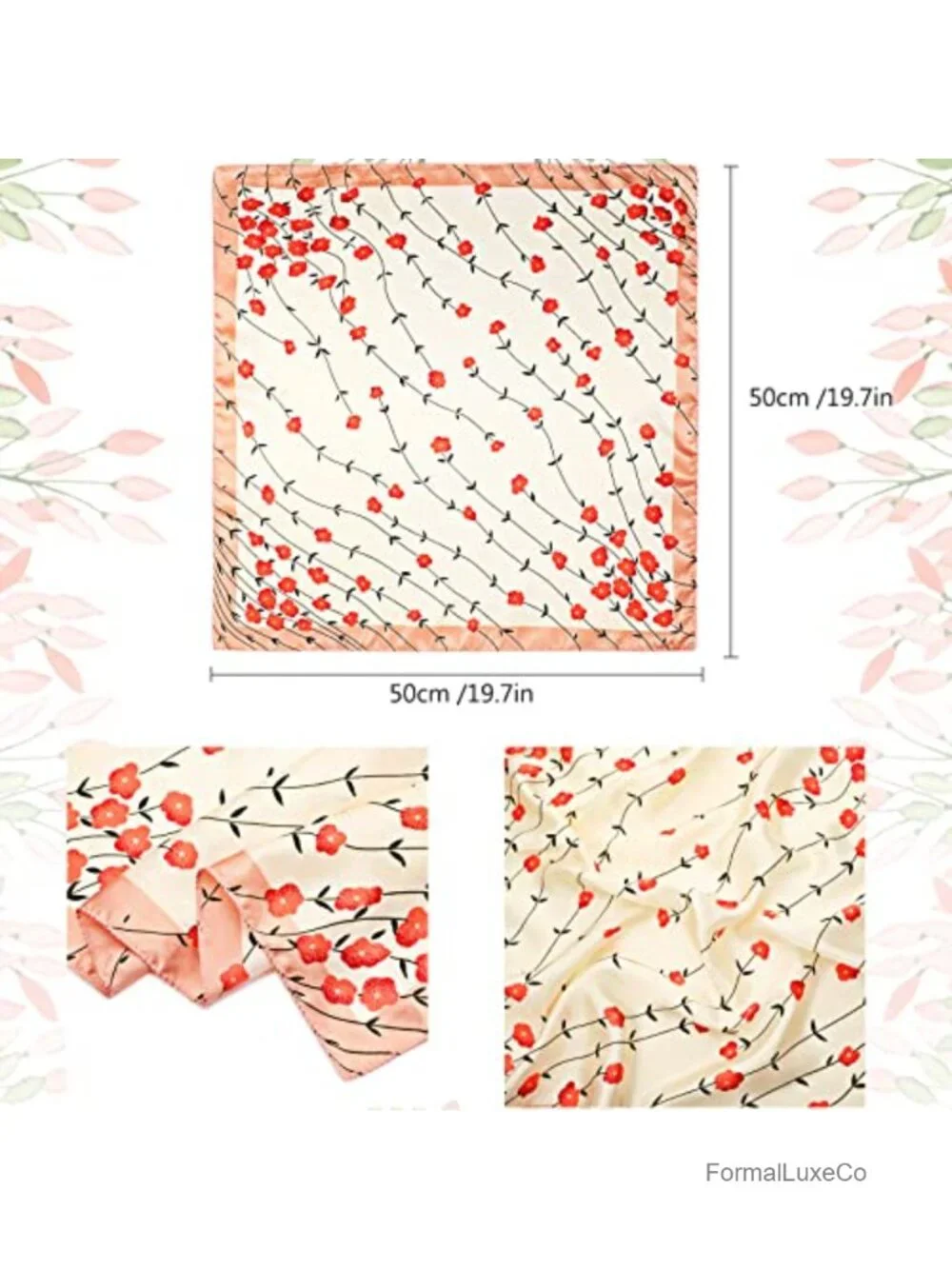 20 Piece Satin Square Scarf Set Mixed Color Small Silk Neck Scarves